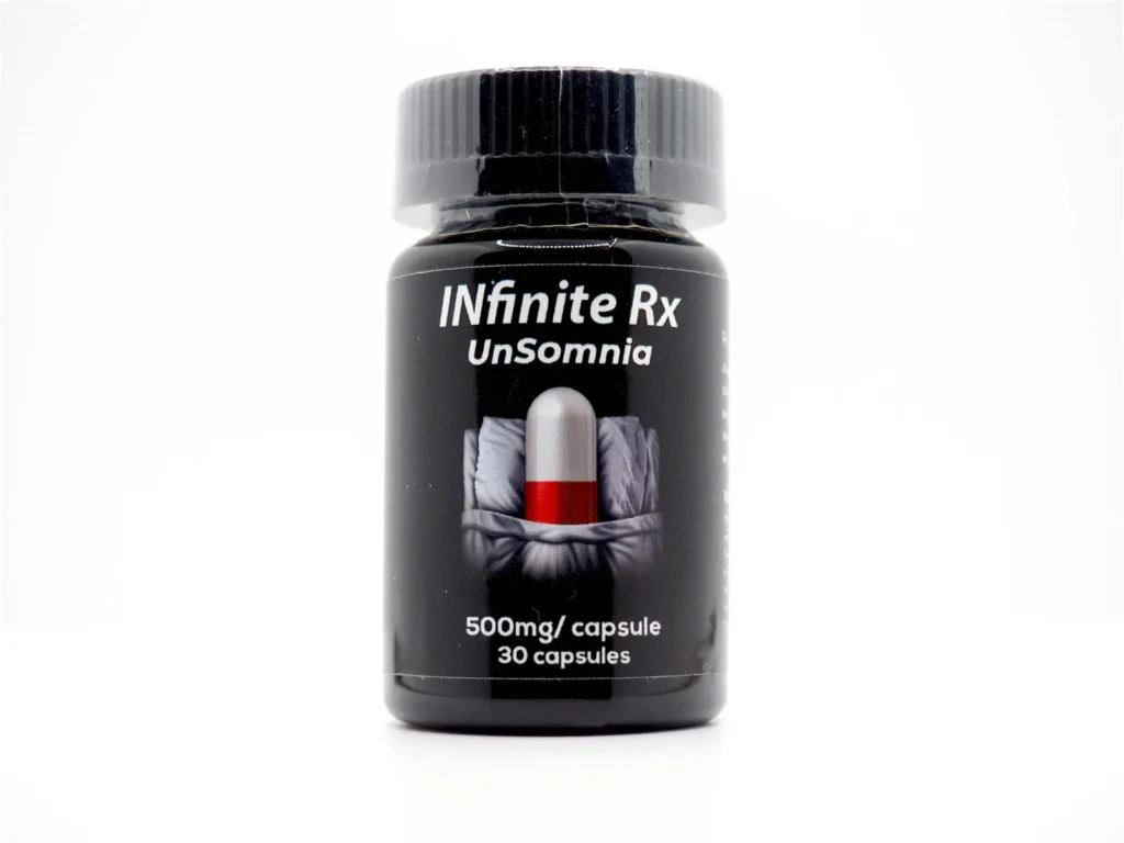 INfinite Rx brand UnSomnia model specialty supplement container with a secure closure cap