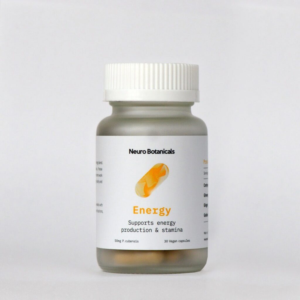 Neuro Botanicals brand Energy model premium specialty supplement container